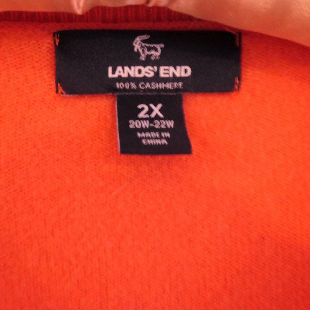 Lands’ End 100% Cashmere Cardigan Sweater Coral Plus Size 2X - Picture 10 of 11